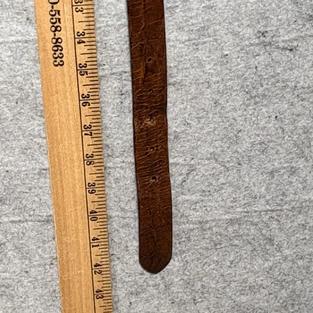 Vintage Claiborne Brown Leather Belt Sz 38 Croc Embossed USA Casual Dress
